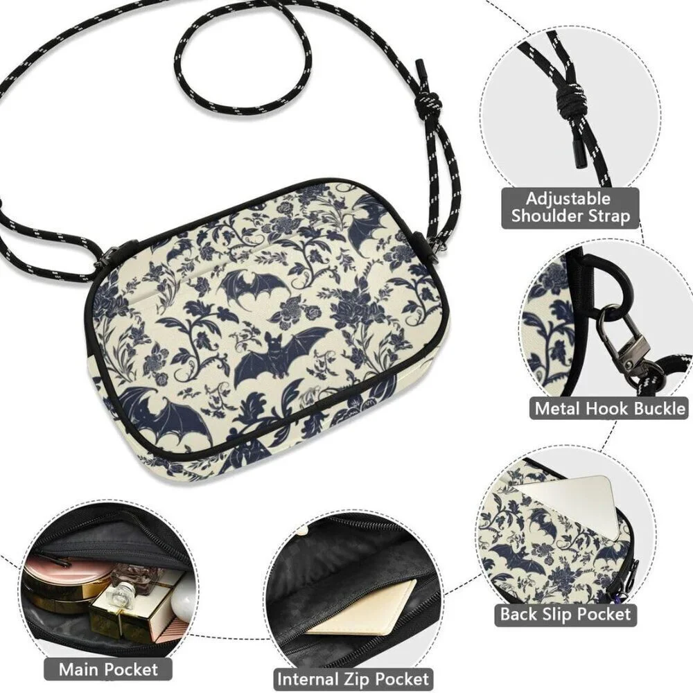 Goth Bat Women's Crossbody Phone Purse Wallet Bags Unisex 7.7x5.3x1.6in